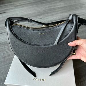 Polene Numero Dix Black Leather Shoulder Bag